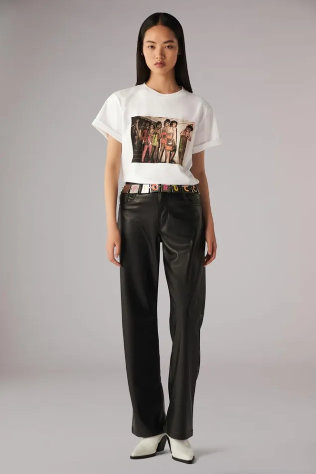 Women Fiorucci Logo Girls Graphic TShirt White White