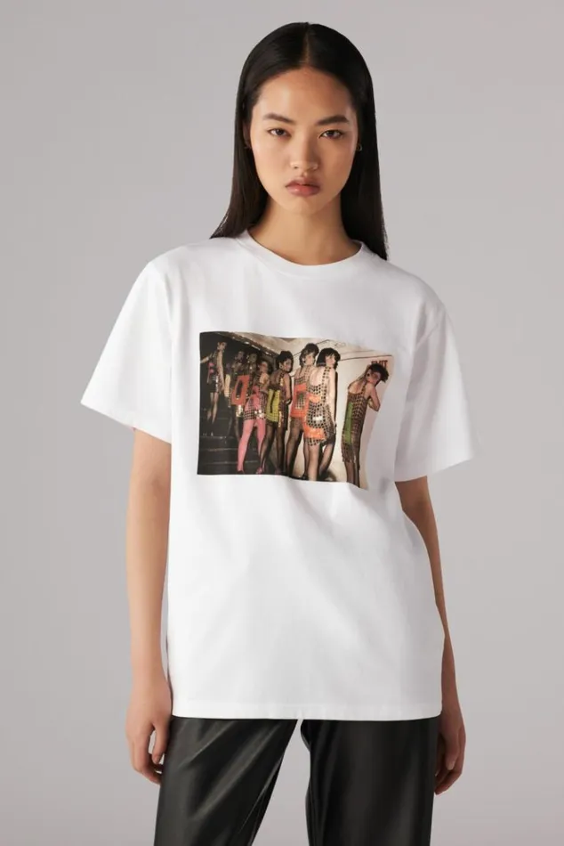 Women Fiorucci Logo Girls Graphic TShirt White White Women Fiorucci Logo Girls Graphic TShirt White White