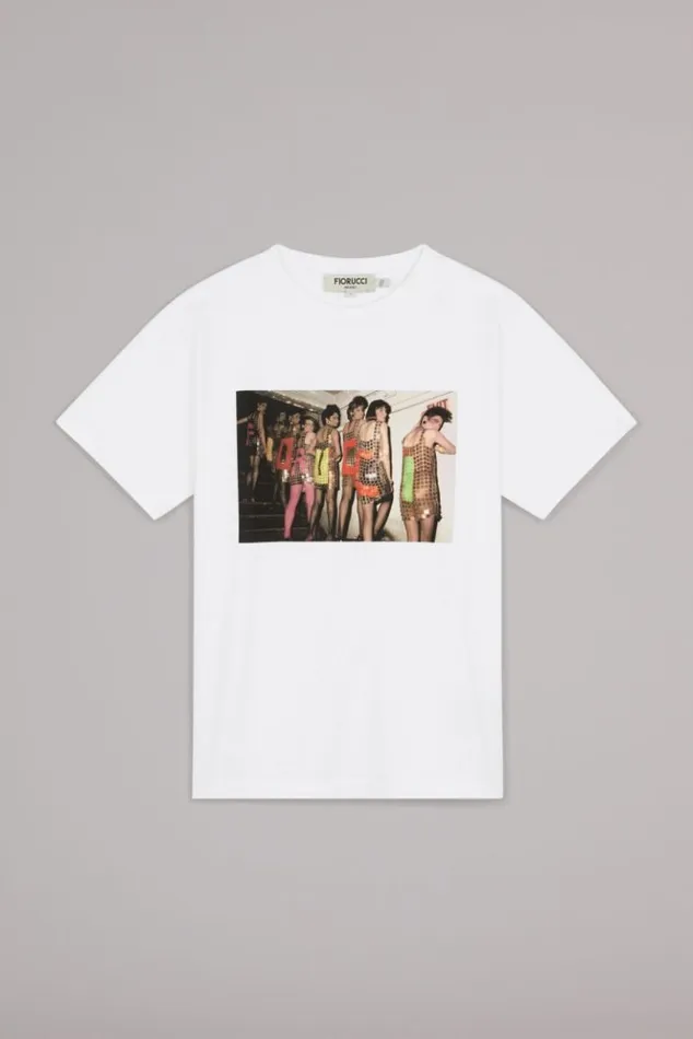 Women Fiorucci Logo Girls Graphic TShirt White White Women Fiorucci Logo Girls Graphic TShirt White White