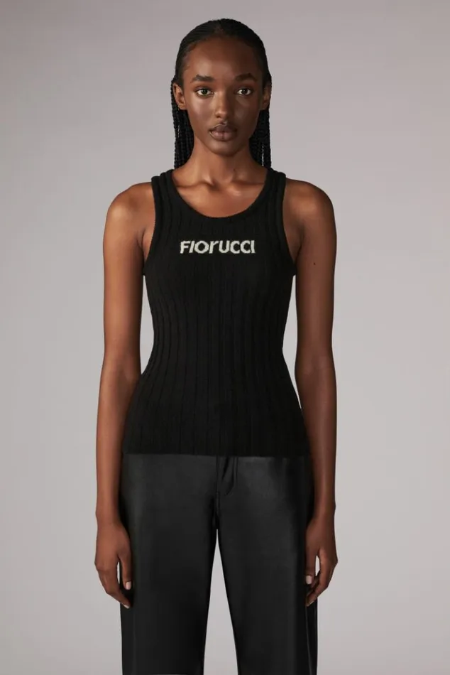 Women Fiorucci Logo Knit Vest Black Black Women Fiorucci Logo Knit Vest Black Black