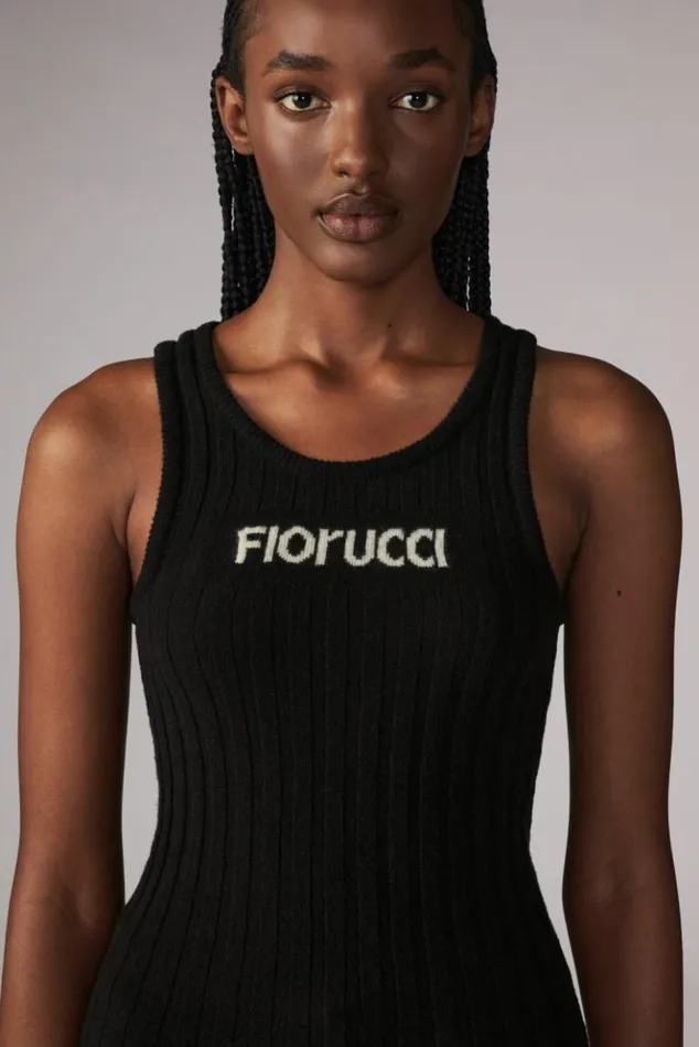 Women Fiorucci Logo Knit Vest Black Black Women Fiorucci Logo Knit Vest Black Black