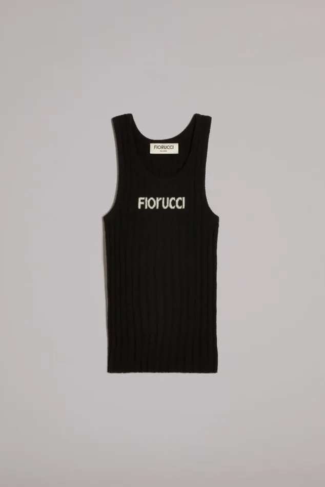 Women Fiorucci Logo Knit Vest Black Black Women Fiorucci Logo Knit Vest Black Black