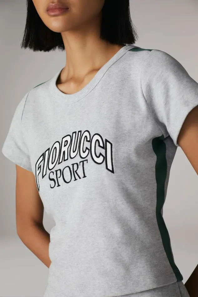 Women Fiorucci Logo Sport Baby TShirt Grey Grey Women Fiorucci Logo Sport Baby TShirt Grey Grey