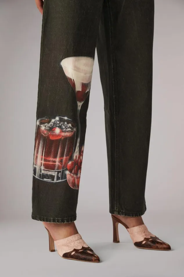 Women Fiorucci Marasca Graphic Crop Jeans Black Black Women Fiorucci Marasca Graphic Crop Jeans Black Black