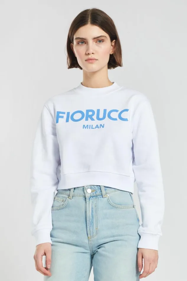 Women Fiorucci Milan Crop Sweatshirt White White