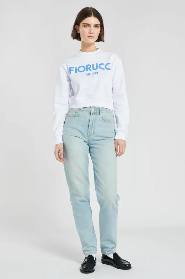Women Fiorucci Milan Crop Sweatshirt White White Women Fiorucci Milan Crop Sweatshirt White White