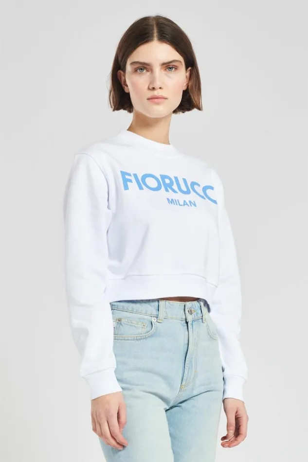 Women Fiorucci Milan Crop Sweatshirt White White Women Fiorucci Milan Crop Sweatshirt White White