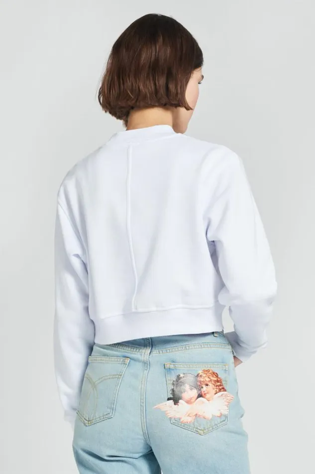 Women Fiorucci Milan Crop Sweatshirt White White Women Fiorucci Milan Crop Sweatshirt White White