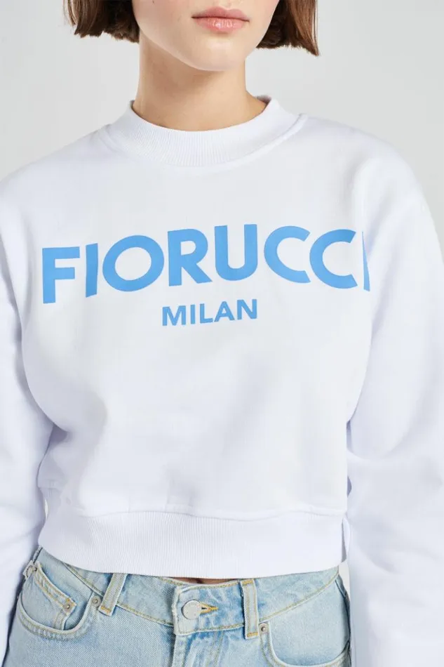 Women Fiorucci Milan Crop Sweatshirt White White Women Fiorucci Milan Crop Sweatshirt White White