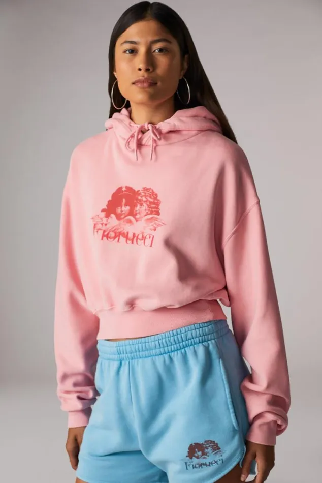 Women Fiorucci Milano Angels Crop Hoodie Pink Pink Women Fiorucci Milano Angels Crop Hoodie Pink Pink