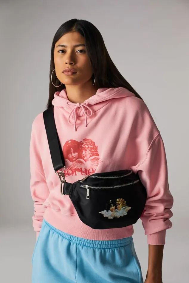 Women Fiorucci Milano Angels Crop Hoodie Pink Pink Women Fiorucci Milano Angels Crop Hoodie Pink Pink