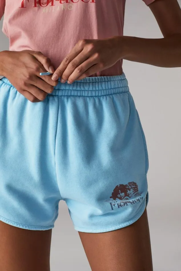 Women Fiorucci Milano Angels Sweat Shorts Blue Blue Women Fiorucci Milano Angels Sweat Shorts Blue Blue