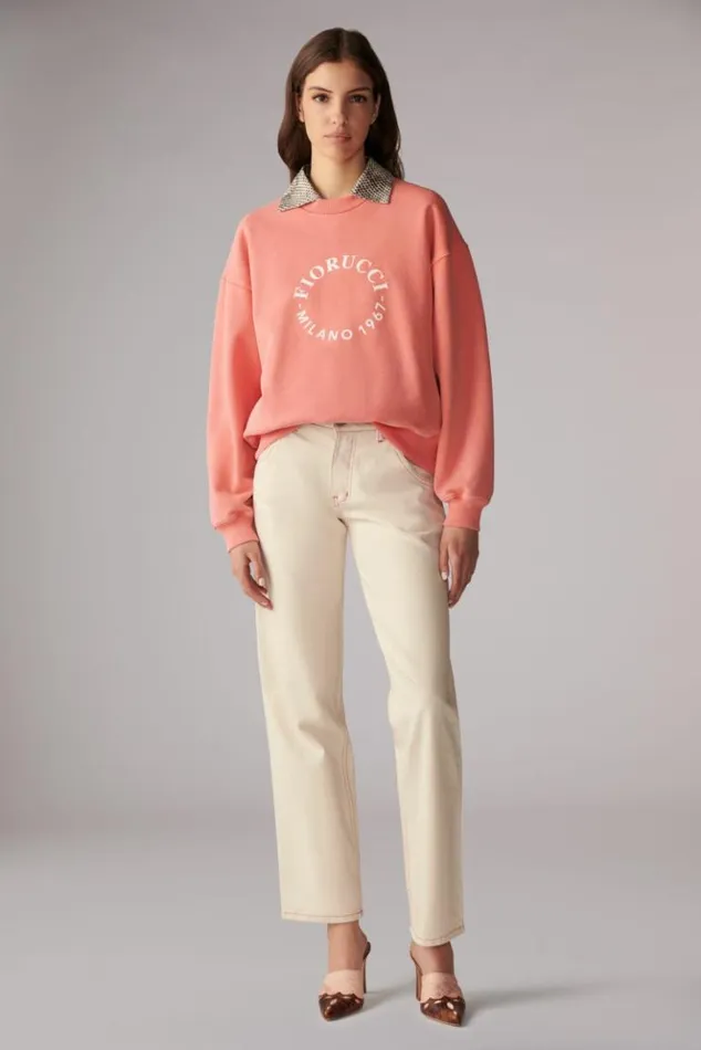 Women Fiorucci Milano Stamp Sweatshirt Washed Red Red