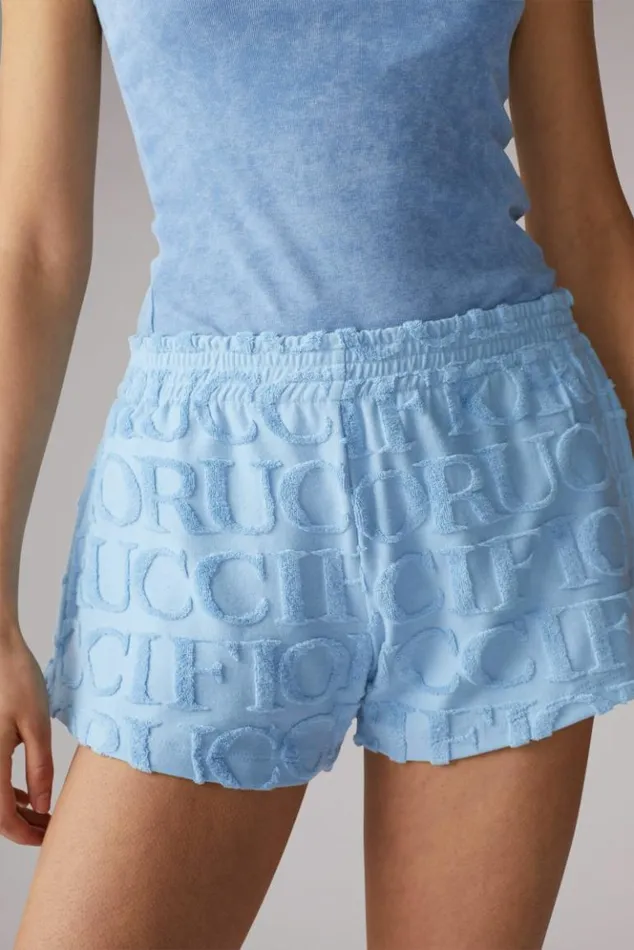 Women Fiorucci Monogram Towelling Shorts Blue Blue Women Fiorucci Monogram Towelling Shorts Blue Blue