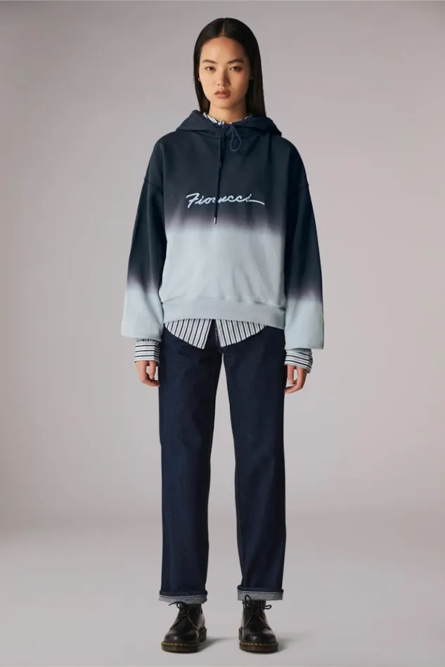 Women Fiorucci Ombre Squiggle Logo Hoodie Blue Blue