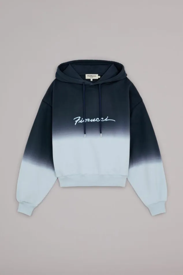 Women Fiorucci Ombre Squiggle Logo Hoodie Blue Blue Women Fiorucci Ombre Squiggle Logo Hoodie Blue Blue