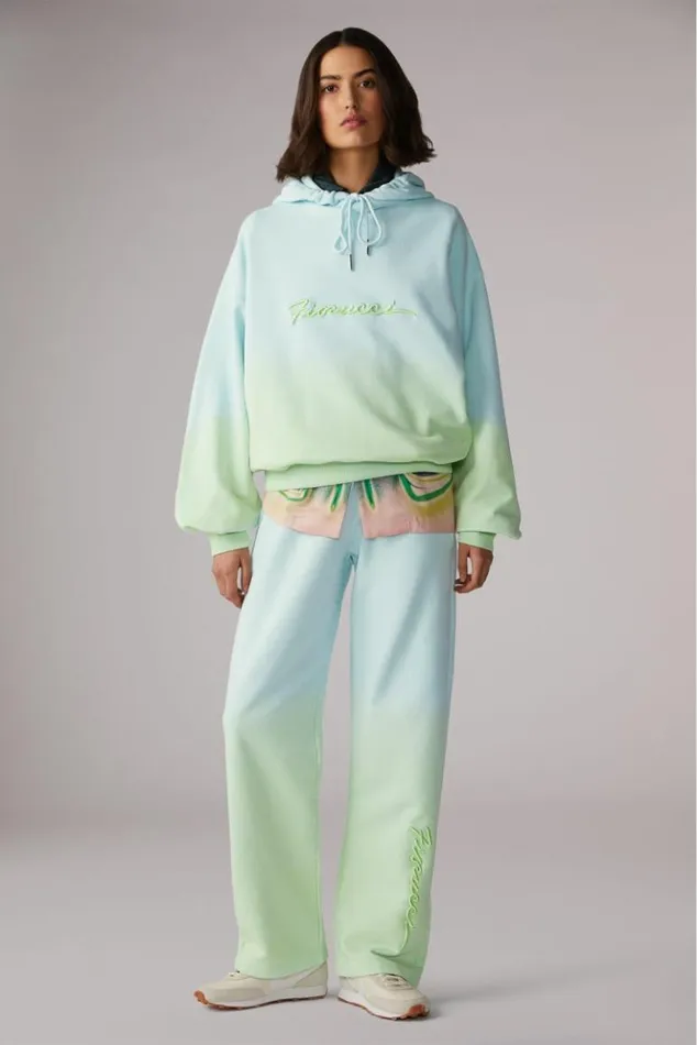 Women Fiorucci Ombre Squiggle Logo Hoodie Green Green