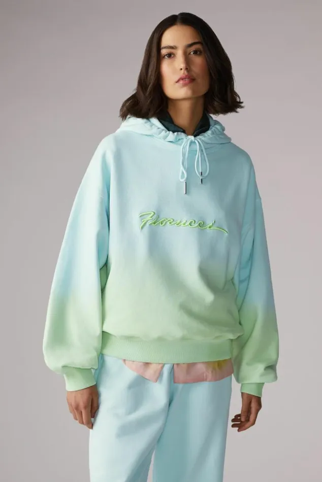 Women Fiorucci Ombre Squiggle Logo Hoodie Green Green Women Fiorucci Ombre Squiggle Logo Hoodie Green Green