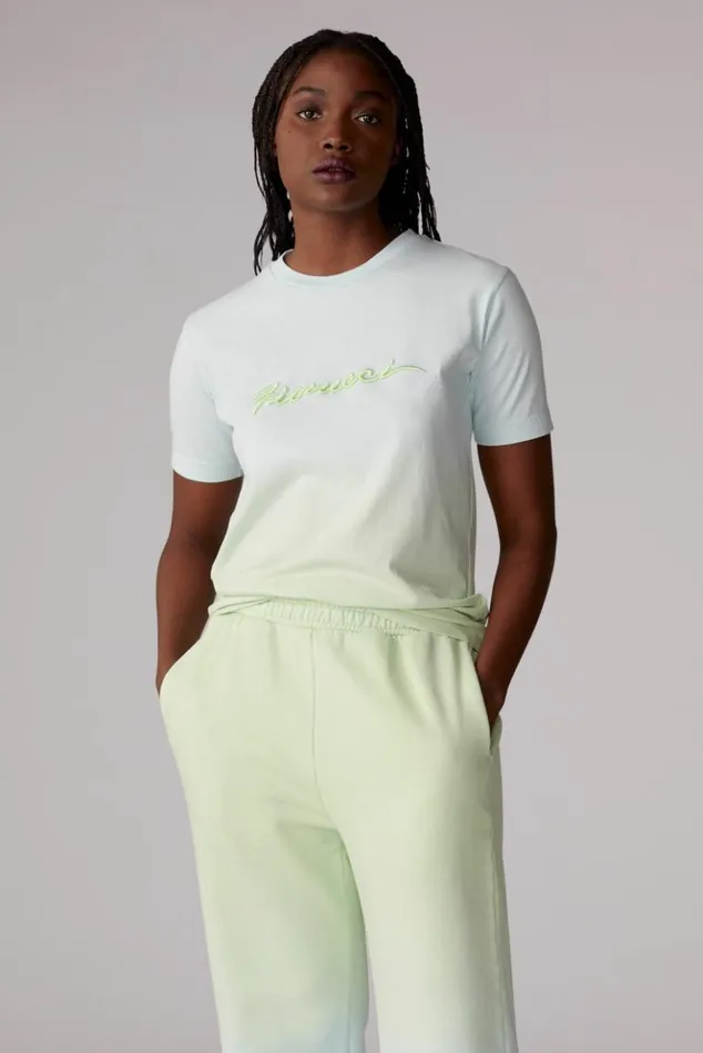 Women Fiorucci Ombre Squiggle Logo TShirt Green Green Women Fiorucci Ombre Squiggle Logo TShirt Green Green