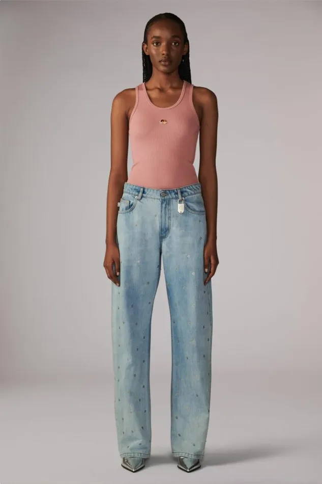 Women Fiorucci Rivet Jeans Blue Blue