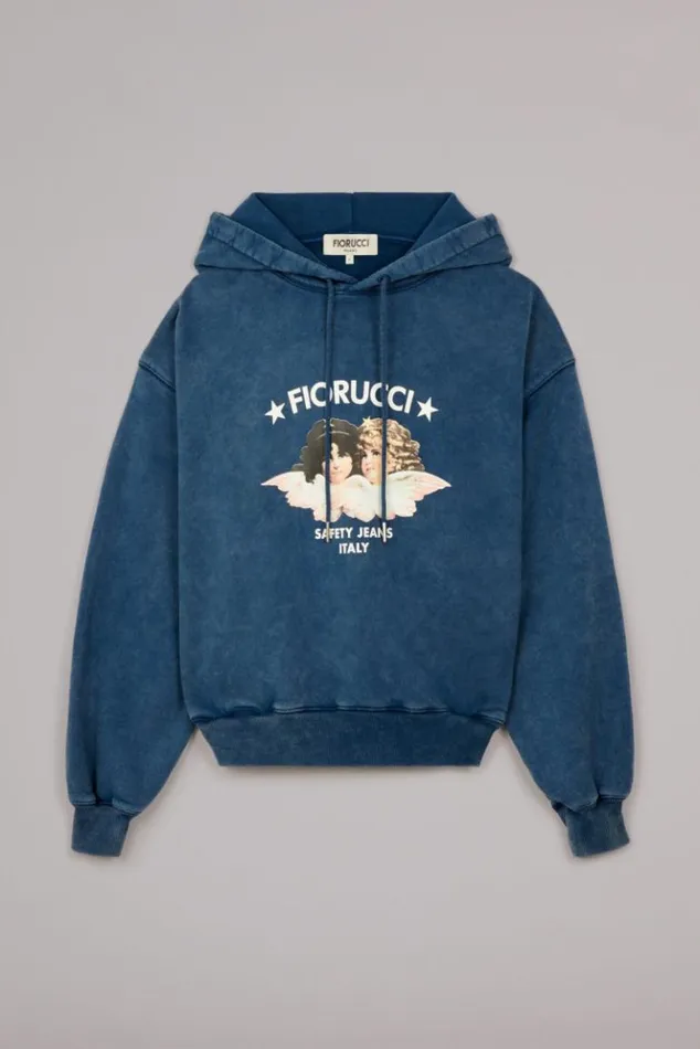 Women Fiorucci Safety Angels Hoodie Washed Blue Washed Blue Women Fiorucci Safety Angels Hoodie Washed Blue Washed Blue