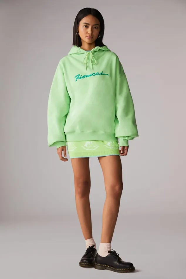 Women Fiorucci Squiggle Logo Hoodie Green Green