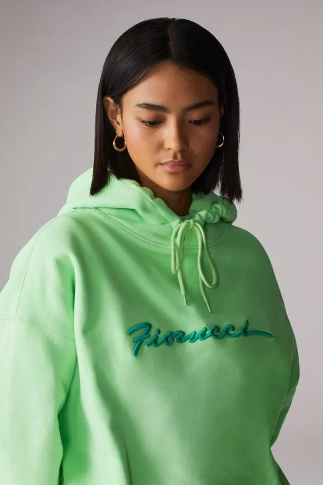 Women Fiorucci Squiggle Logo Hoodie Green Green Women Fiorucci Squiggle Logo Hoodie Green Green
