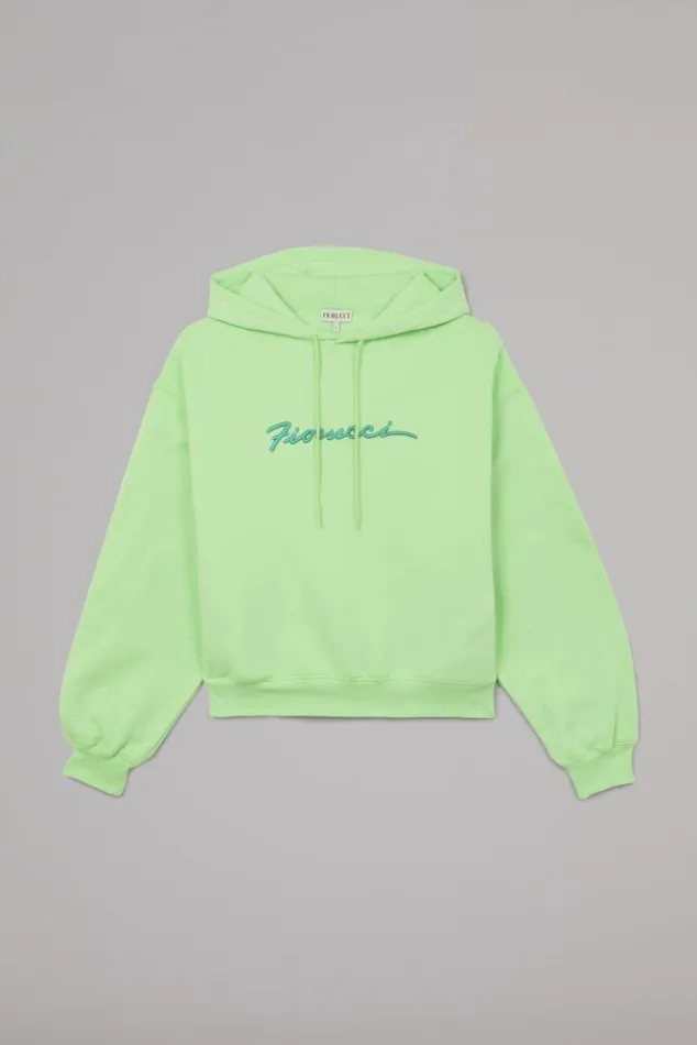Women Fiorucci Squiggle Logo Hoodie Green Green Women Fiorucci Squiggle Logo Hoodie Green Green