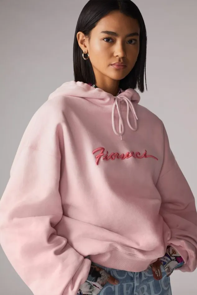 Women Fiorucci Squiggle Logo Hoodie Pink Pink Women Fiorucci Squiggle Logo Hoodie Pink Pink