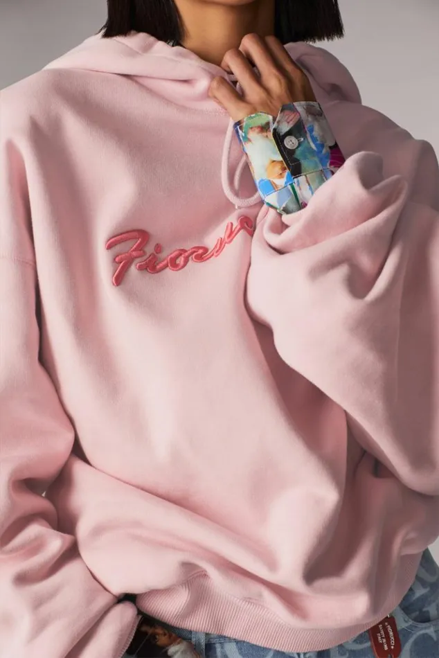 Women Fiorucci Squiggle Logo Hoodie Pink Pink Women Fiorucci Squiggle Logo Hoodie Pink Pink