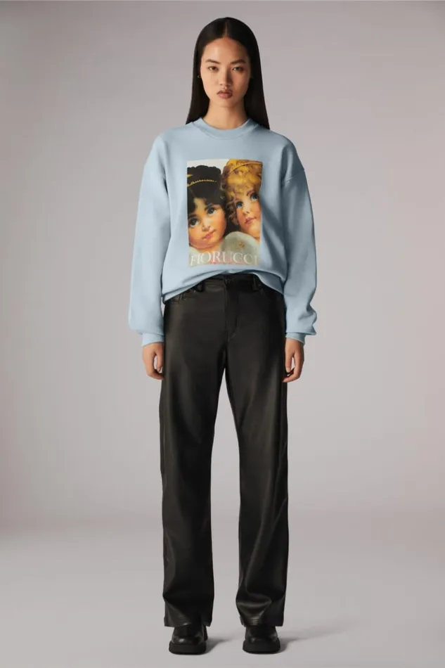 Women Fiorucci Unisex Angels Fly Poster Sweatshirt Blue Blue