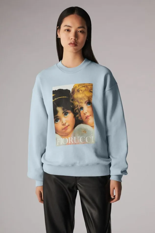 Women Fiorucci Unisex Angels Fly Poster Sweatshirt Blue Blue Women Fiorucci Unisex Angels Fly Poster Sweatshirt Blue Blue