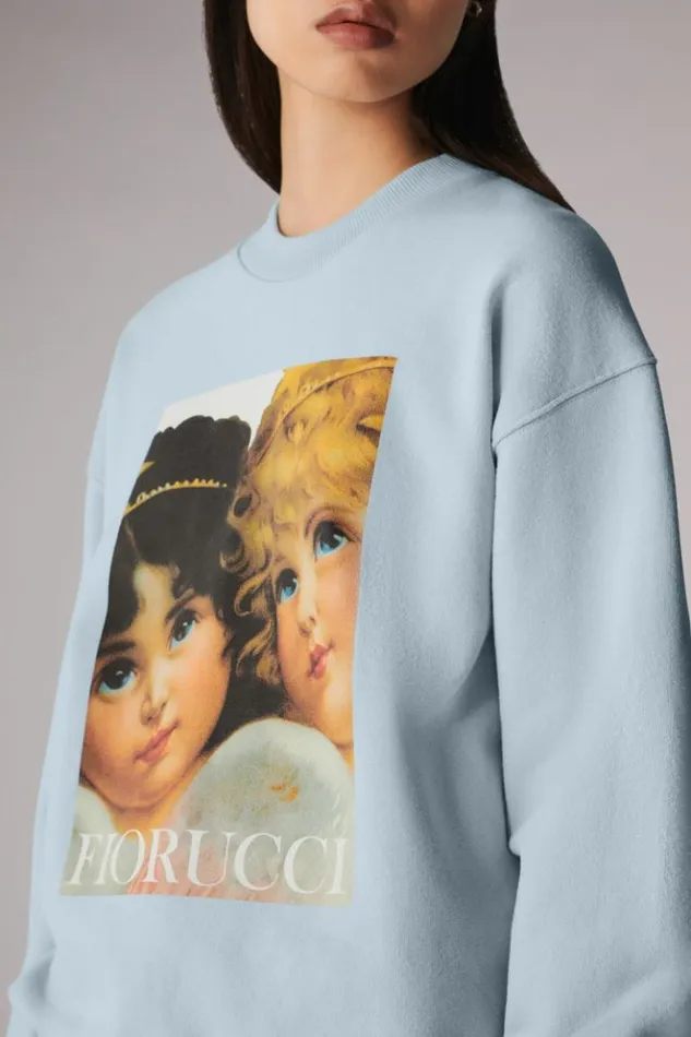 Women Fiorucci Unisex Angels Fly Poster Sweatshirt Blue Blue Women Fiorucci Unisex Angels Fly Poster Sweatshirt Blue Blue