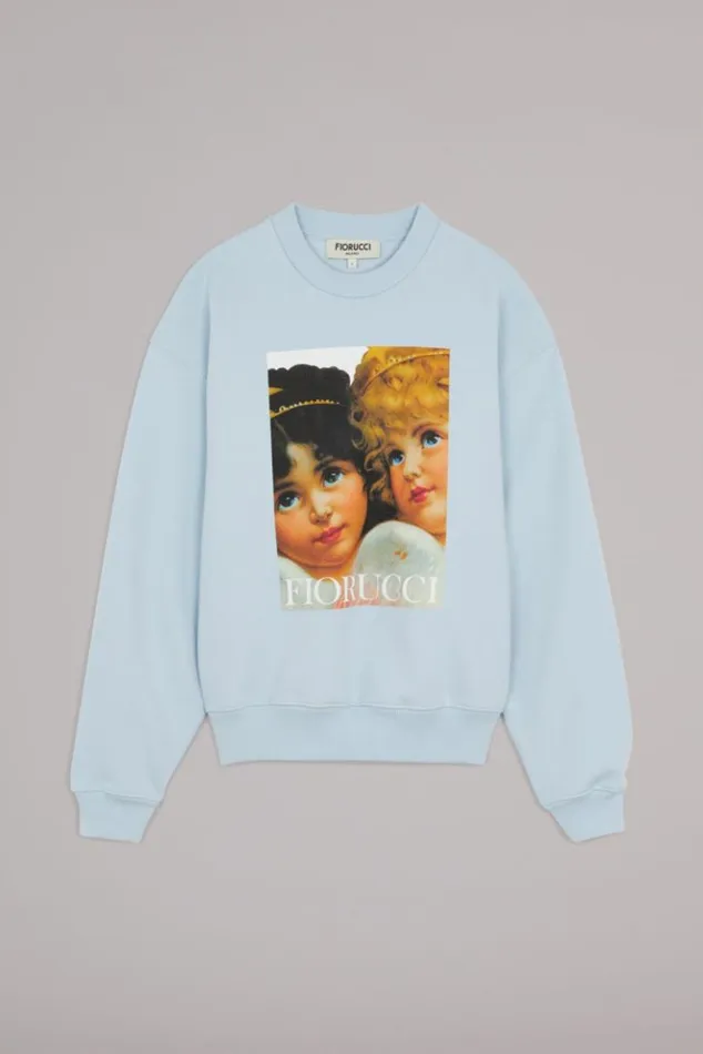 Women Fiorucci Unisex Angels Fly Poster Sweatshirt Blue Blue Women Fiorucci Unisex Angels Fly Poster Sweatshirt Blue Blue