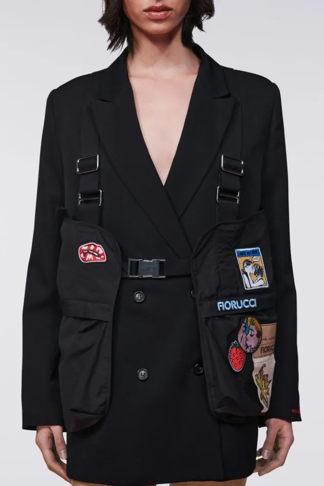 Women Fiorucci Utility Patch Vest Black Black Women Fiorucci Utility Patch Vest Black Black