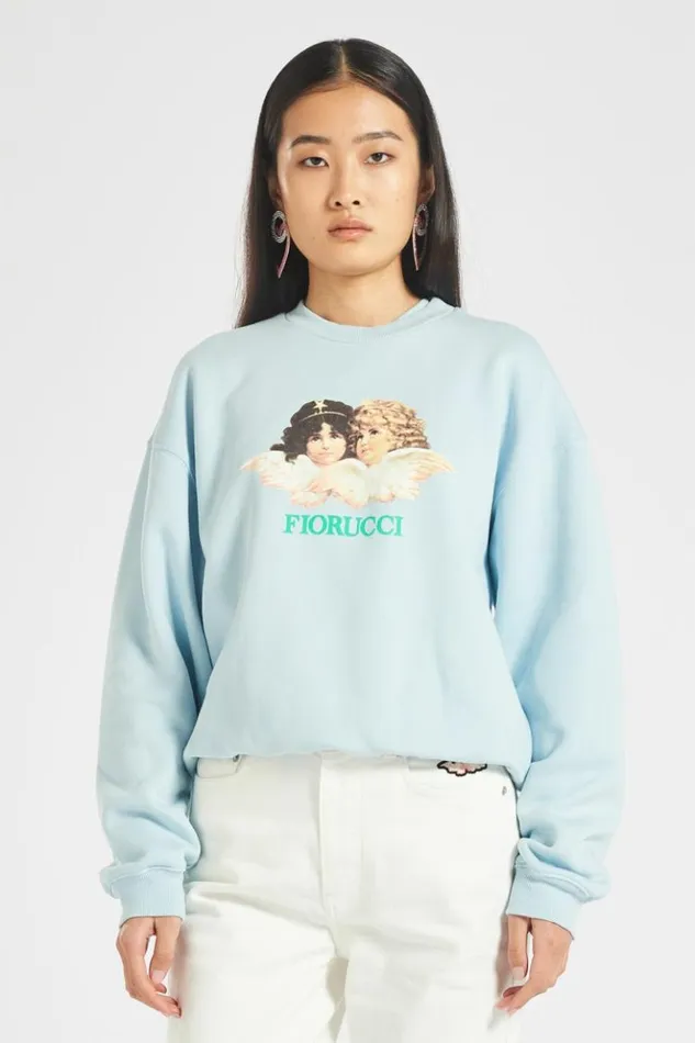 Women Fiorucci Vintage Angels Sweatshirt Pale Blue Pale Blue
