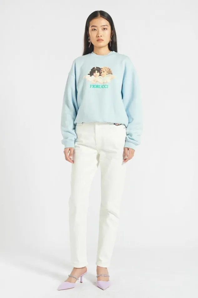 Women Fiorucci Vintage Angels Sweatshirt Pale Blue Pale Blue Women Fiorucci Vintage Angels Sweatshirt Pale Blue Pale Blue