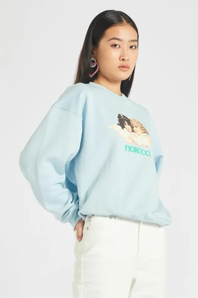 Women Fiorucci Vintage Angels Sweatshirt Pale Blue Pale Blue Women Fiorucci Vintage Angels Sweatshirt Pale Blue Pale Blue