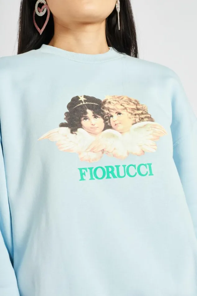 Women Fiorucci Vintage Angels Sweatshirt Pale Blue Pale Blue Women Fiorucci Vintage Angels Sweatshirt Pale Blue Pale Blue