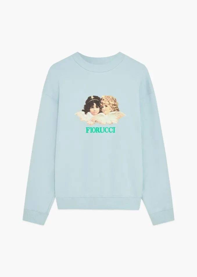 Women Fiorucci Vintage Angels Sweatshirt Pale Blue Pale Blue Women Fiorucci Vintage Angels Sweatshirt Pale Blue Pale Blue