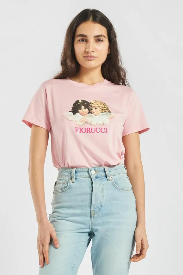 Women Fiorucci Vintage Angels TShirt Dusty Pink Pink
