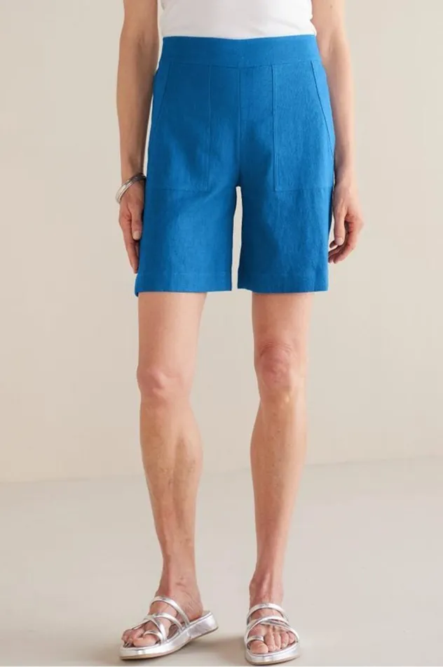 Women Flavia Linen Blend Shorts Sapphire Soft Surroundings Pants Women Flavia Linen Blend Shorts Sapphire Soft Surroundings Pants