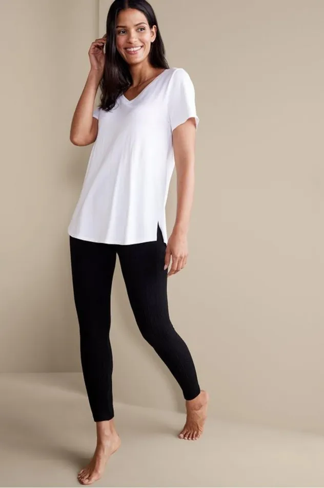 Women Fleece Lined Leggings Black Soft Surroundings Pants