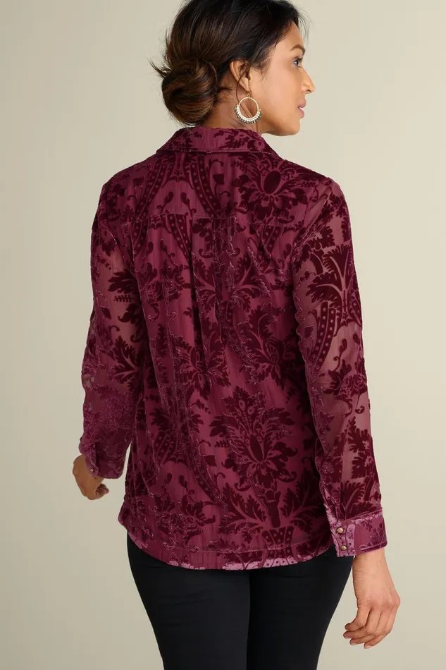 Women Floreat Velvet Shirt Purple Wine Soft Surroundings Tops Women Floreat Velvet Shirt Purple Wine Soft Surroundings Tops