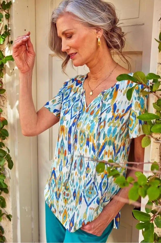 Women Francesca Top Menara Ikat Soft Surroundings Tops Women Francesca Top Menara Ikat Soft Surroundings Tops