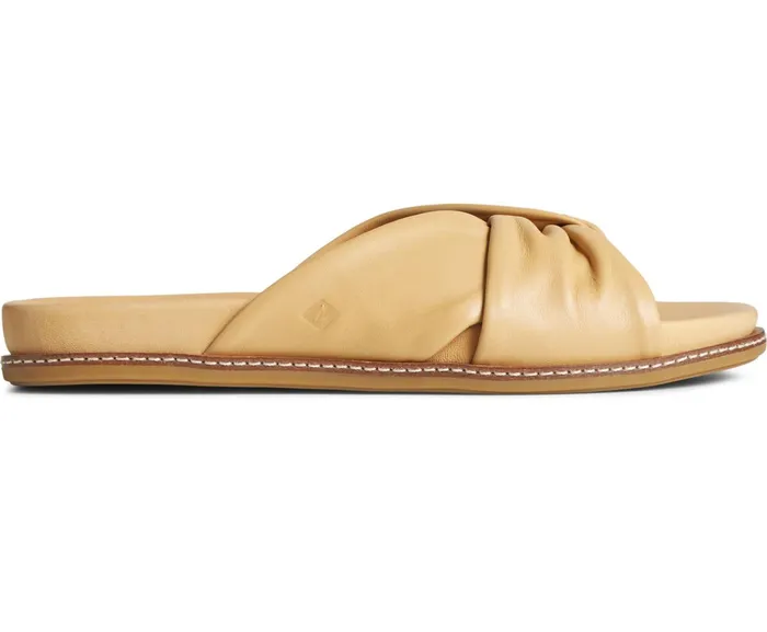 Women Gold Cup Waveside PLUSHWAVE Cross Slide Sandal Tan Sperry Sandals