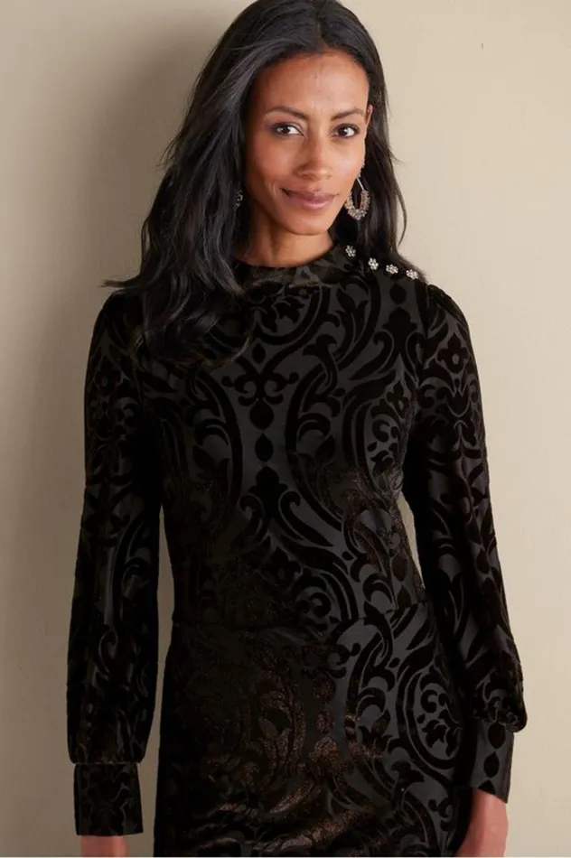 Women Hadley Velvet Dress Black Abstract Soft Surroundings Dresses Women Hadley Velvet Dress Black Abstract Soft Surroundings Dresses