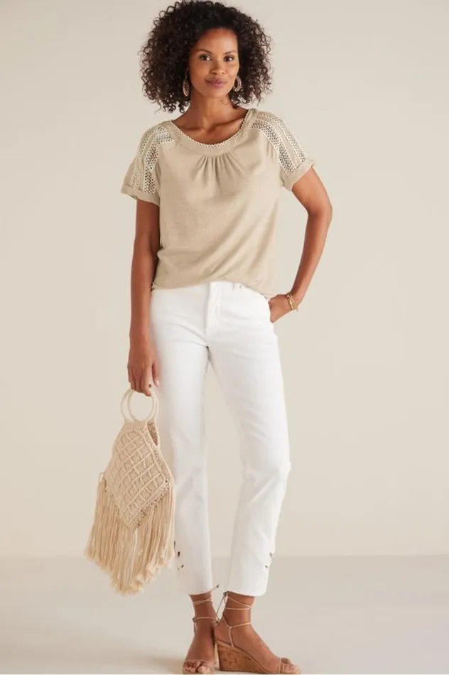Women Halle Short Sleeve Top Light Taupe Soft Surroundings Tops Women Halle Short Sleeve Top Light Taupe Soft Surroundings Tops