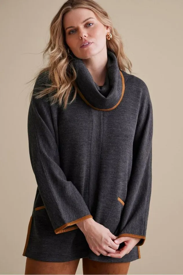 Women Hanna Convertible Tunic Charcoal Heather Soft Surroundings Tops