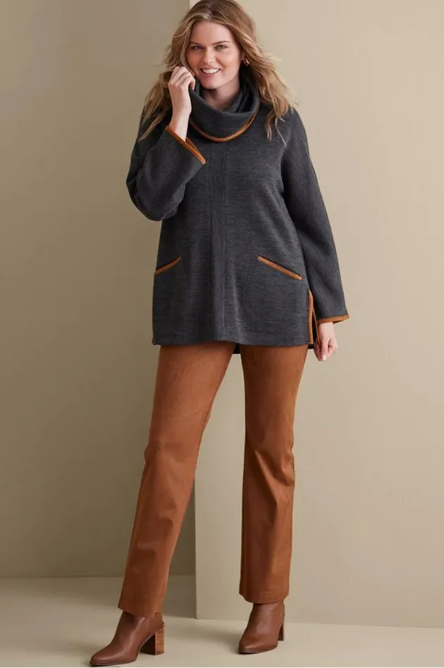 Women Hanna Convertible Tunic Charcoal Heather Soft Surroundings Tops Women Hanna Convertible Tunic Charcoal Heather Soft Surroundings Tops